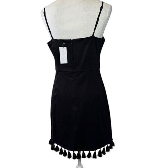 NWT Sugar + Lips Virgo Tassel Mini Dress Black Zip Back Adjustable Straps Medium - Picture 5 of 13